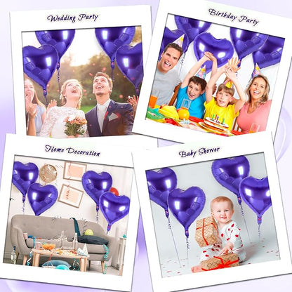 12 Pcs Purple Heart Balloons, 18 Inch Heart Foil Balloons Love Balloon - Image 7