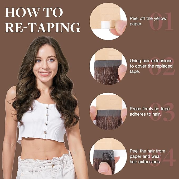GOO GOO Tape in Hair Extensions Human Hair, 1B/6/1B Balayage Natural Black to Chestnut Brown, 18inch 25g 10pcs, Skin Weft Seamless Invisible, Silky Straight with Thick Ends, Remy Human Hair