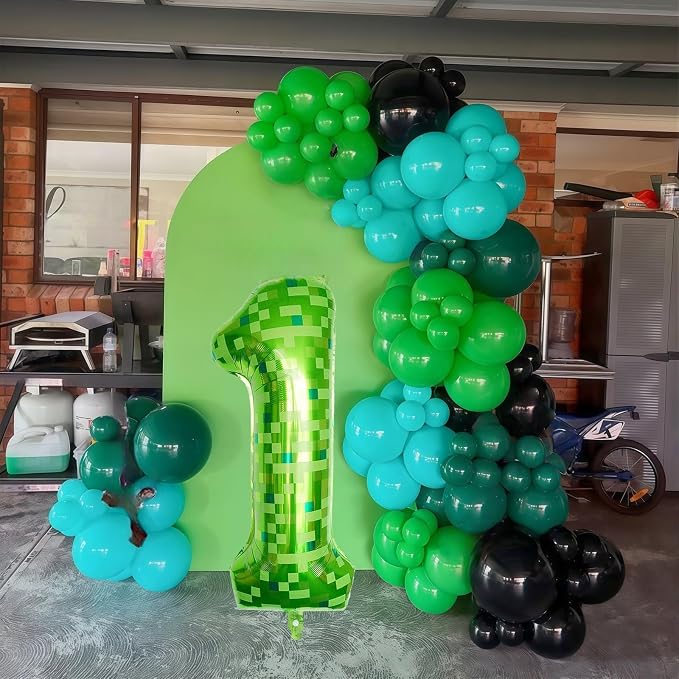 40 Inch Green Pixel Number 1 Balloon - Image 4