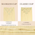 GOO GOO Clip in Hair Extensions Real Human Hair, Remy Human Hair Extensions Clip ins for Women, Natural Human Hair, 14inch 110g 7Pcs, 22F Light Golden Blonde