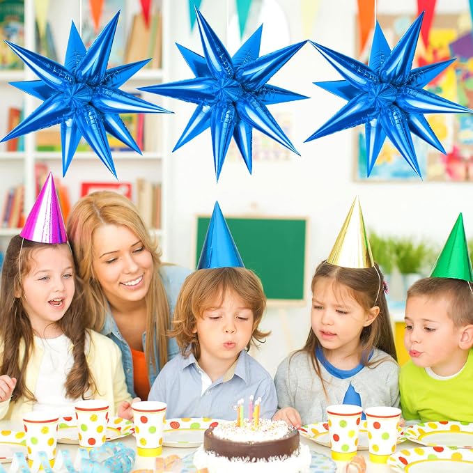 60 Pcs Star Balloons Explosion 12 Point Foil Cone Balloons Magic Balloon Large - Image 4