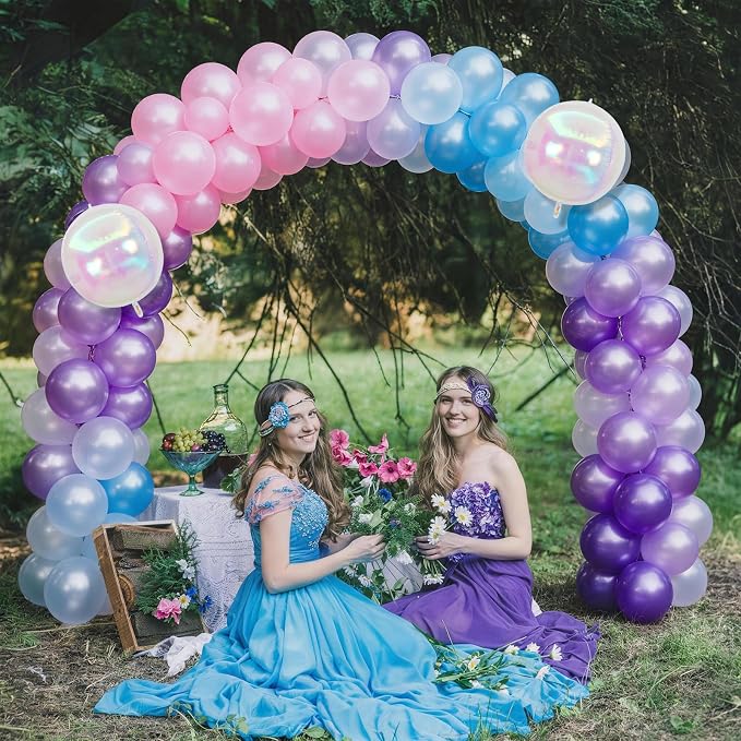 Pink Purple Blue Balloons, Pearl Pink Blue Purple Iridescent 4D Foil Balloon - Image 8