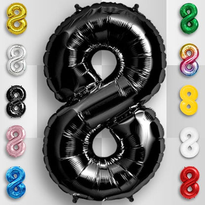 Black Number Balloon 8 Mylar Foil Balloons 16 inch Small - Image 3