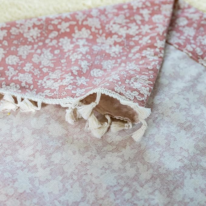 ENJOYBRIDAL White Floral Curtains 63 Inches Long 2 Panels Set Living Room Pink - Image 6