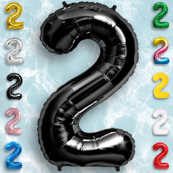 Black Number Balloon 2 Mylar Foil Balloons 40 inch - Image 4