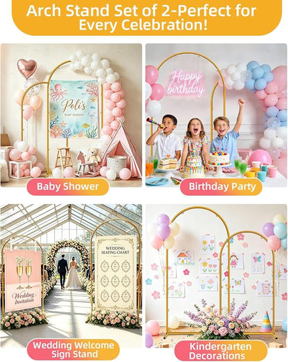 Wedding Arch Backdrop Stand 5FT, 6FT Gold Metal Arch Stand Set of 2, Balloon - Image 4