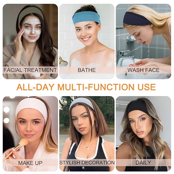 Wide Headbands for Women Non Slip Elastic Womens Hair Bands Yoga Sports Workout Head Bands for Women's Super Soft Headband Hair Accessories