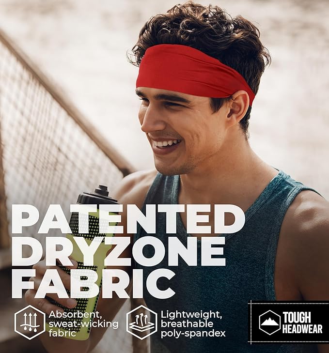 Tough Headwear Tough Outfitters Headband for Men - Mens Headbands - Working Out Sports Performance Head Bands - Athletic Cycling Running Sweat Band, Football Headbands - Sweat Bands Men/Women