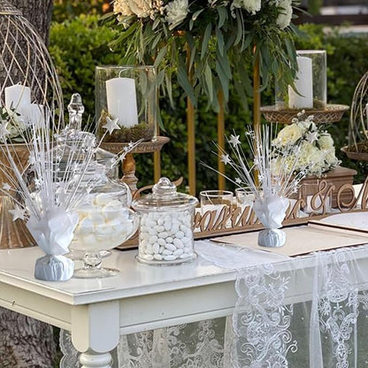 12 Pack White Foil Spray Centerpieces Stars Brust Table Centerpieces - Image 4