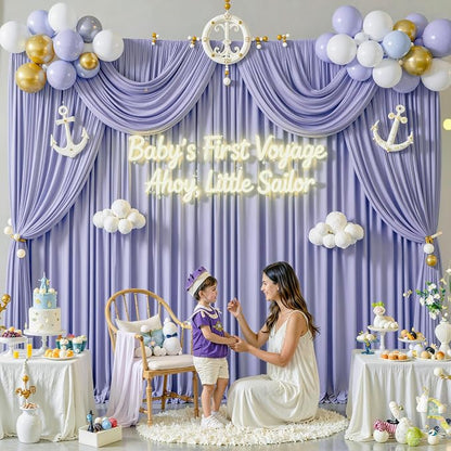 10 ft x 10 ft Wrinkle Free Lavender Backdrop Curtain - Image 6