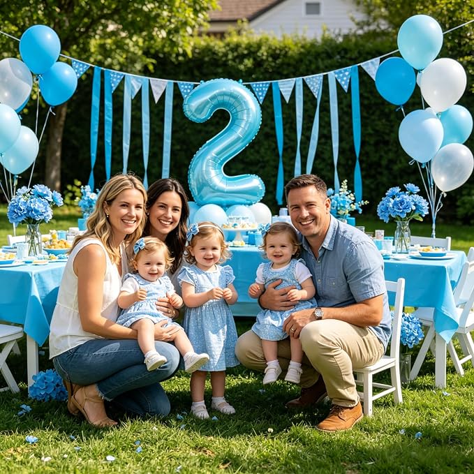 40 Inch Light Blue Number 2 Balloon | 2 Birthday Balloon - Image 5