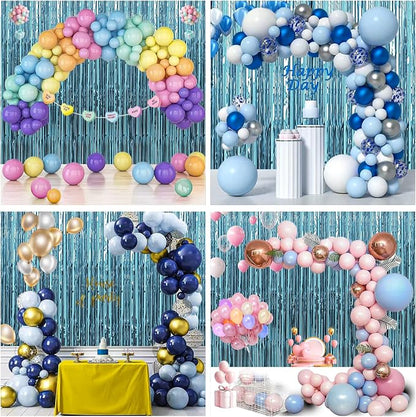 TenLaitech 3 Pack 3.3 x 9.9 ft Light Blue Foil Fringe Backdrop Curtain - Image 7