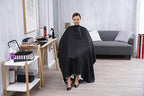 Professional Salon Cape Polyester Haircut Apron Barber Cape,54"x62",Black,C007001E-L