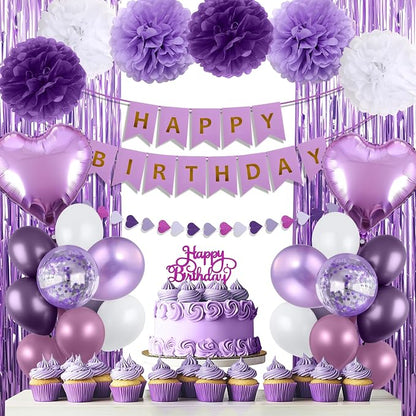Purple Happy Birthday Party Decorations by HEDUPT