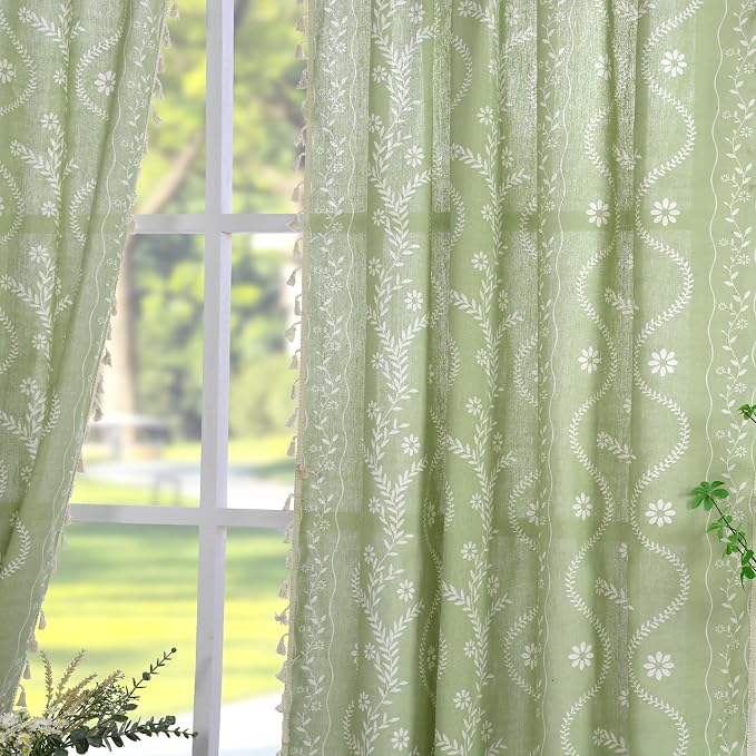 Schweek Boho Curtains 63 Inches Length 2 Panels - Image 7