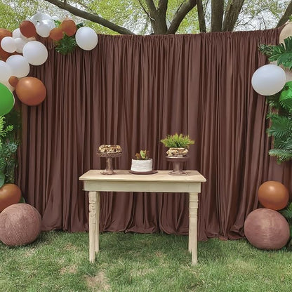 40ft x 10ft Wrinkle Free Brown Backdrop Curtains - Image 7