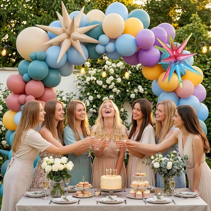 Boho Rainbow Balloons, 12 Inch Pastel Colorful Balloons - Image 7