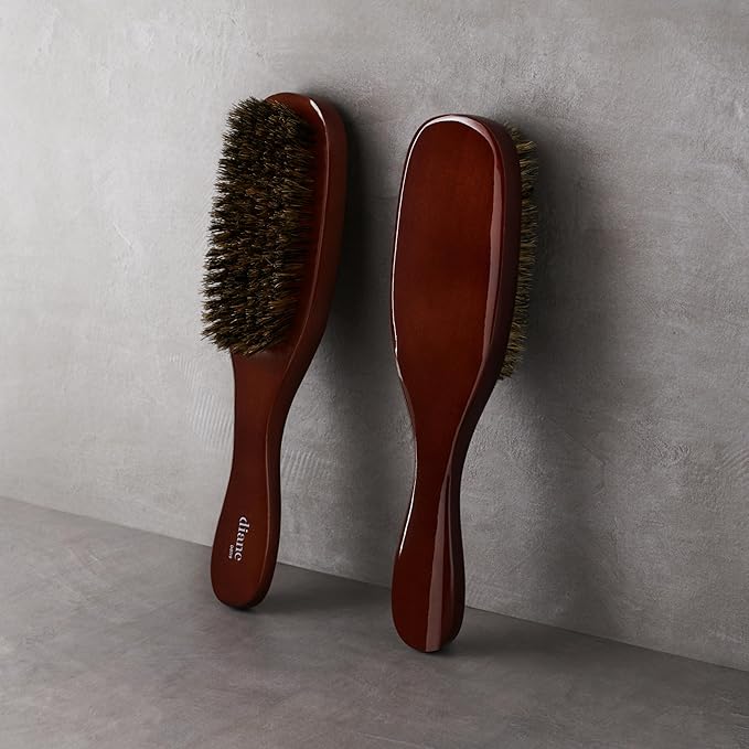 Diane Premium 100% Boar Wave Brush for Men and Barbers, Mens Hair Brush– Medium Bristles for Thick Coarse Hair – Use for Detangling, Smoothing, Wave Styles, Soft on Scalp, Restore Shine and Texture