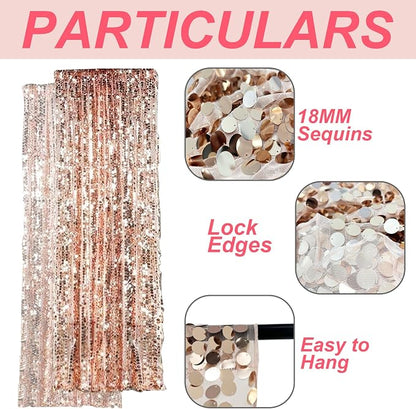Big Sequin Rose Gold Drapes Curtains Panels Payette Sequin Backdrop Curtains - Image 3