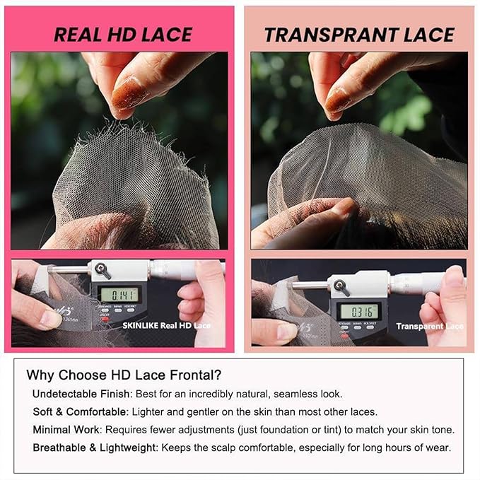 WOWANGEL 13x6 HD Lace Front Wigs Human Hair Body Wave Pre Plucked SKINLIKE 0.1mm Extremely Thin Real HD Lace Front Wigs 180% Density Glueless Human Hair Wigs for Women 16 Inch
