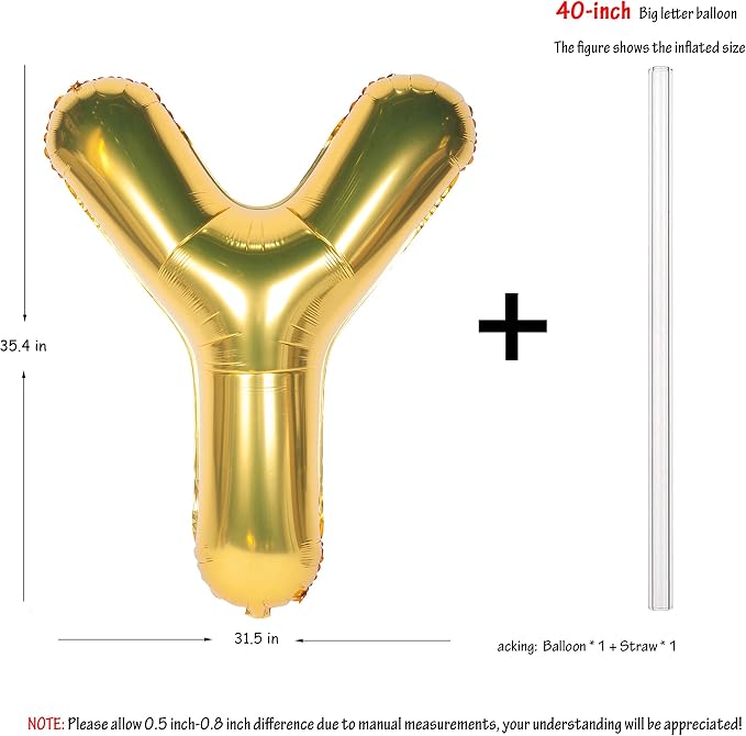 Letter Balloons 40 Inch Giant Jumbo Helium Foil Mylar Gold Y | - Image 2