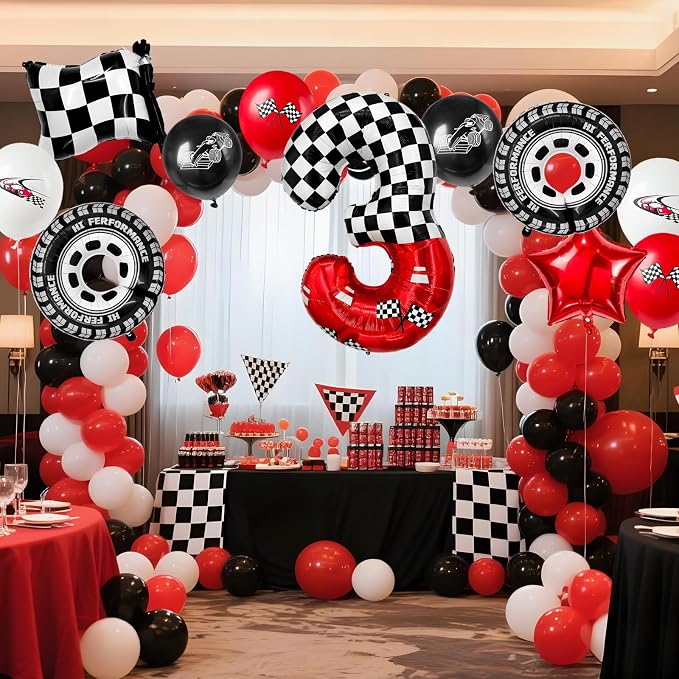 1 pack racing theme 40-inch digital foil balloon, featuring black and white - Image 3