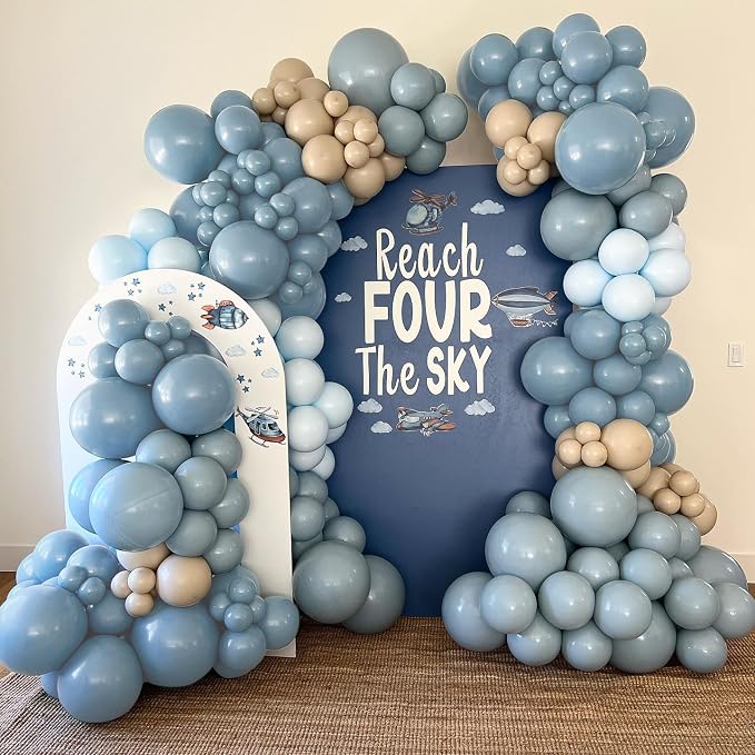 Double Dusty Blue Stuffed Balloons Different Size 115Pcs 5/10/12/18" Slate Blue - Image 7