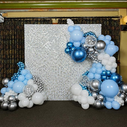Metallic Blue White Balloons, 60 Packs 12 Inch Royal Blue Baby Blue Confetti - Image 5