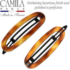 Camila Paris CP2249 French Hair Barrette Clip for Women, Handmade, Side Slide-in Metal-Free Closure Strong Hold Grip Hair Clips for Girls, No Slip Durable Styling Hair Accessories, Made in France