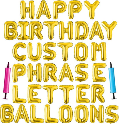Happy Birthday Balloon Banner Custom Phrase Balloons letter 16 inch by LIOZEOKUN