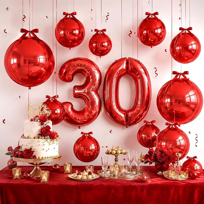 Red 4D Round Foil Balloons - Image 6