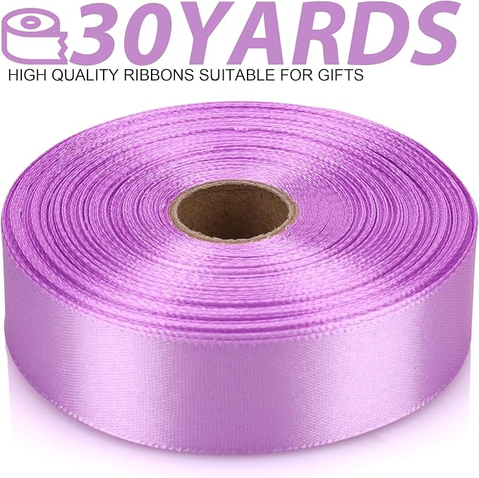 7/8 Inch 30 Yards Lilac Purple Satin Craft Ribbon-Single Face Polyester Ribbon - Image 2
