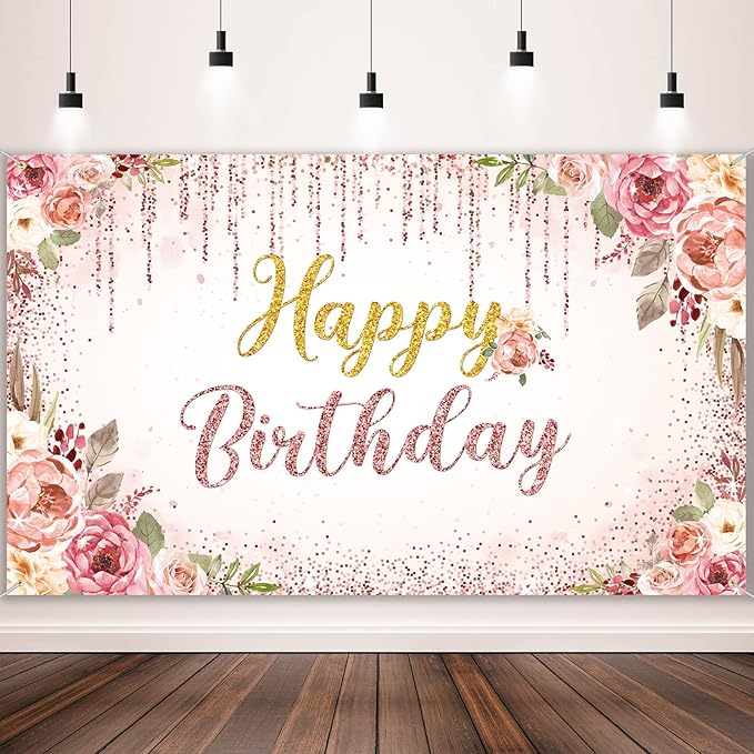 Happy Birthday Backdrop Decorations by Tatuo