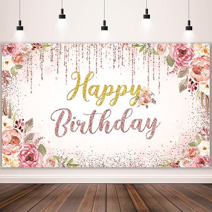 Happy Birthday Backdrop Decorations by Tatuo