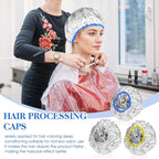 3PCS Deep Conditioning Hair Cap, Reusable Hair Processing Cap, Waterproof Shower Caps, Steam Caps, Heat-Caps for Deep Conditioning, Tin Foil Hat for Bathing, Hair-Dyeing and Hair-Treatment
