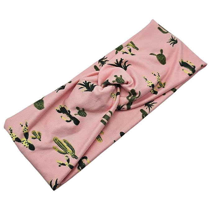 Soft Stretchy Headband, 3-in-1 Versatile Twist Style, One-Piece (Pink Cactus, Adult)