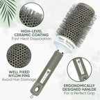 Round Brush for Blow Drying, 53mm / 2.1 Inch Large Barrel with 2 Clips – Nano Ionic Thermal Ceramic Round Hair Brush for Volume, Big Curls & Smooth Styling Heat Resistant Nylon Bristles