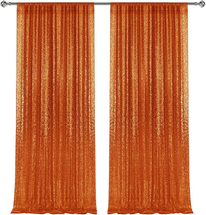 2×8FT-2PCS Orange Sequin Backdrop Curtains Panels, Photography Backdrop Glitter - Image 7