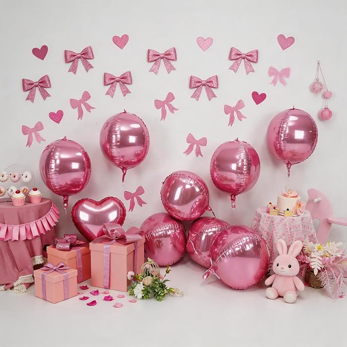 Pink Round Foil Balloons 9 pcs - Image 5