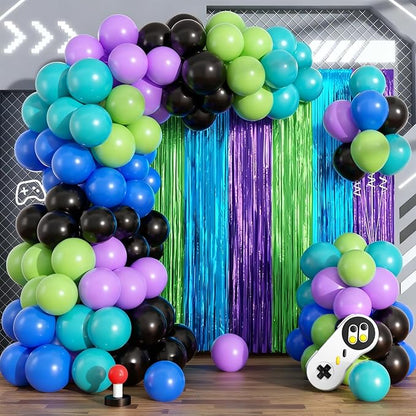 Video Game Balloon Arch Garland Kit Birthday Party Decorations | Purple Blue by Payolorn