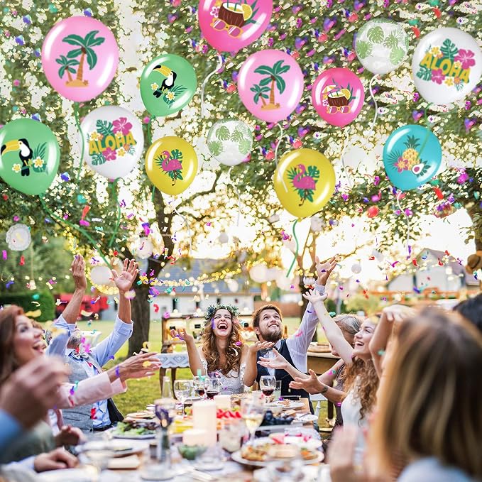 Zhanmai 50 Pcs Hawaiian Party Balloon Decorations, Aloha Tropical Luau Latex - Image 4
