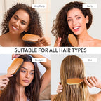 RED Premium 100% Evergreen Wooden Detangling Brush - Boar Bristle Paddle with Long Bristles for Thick, Curly, Thin, Wet or Dry Hair (Square) for Long Lasting Shine