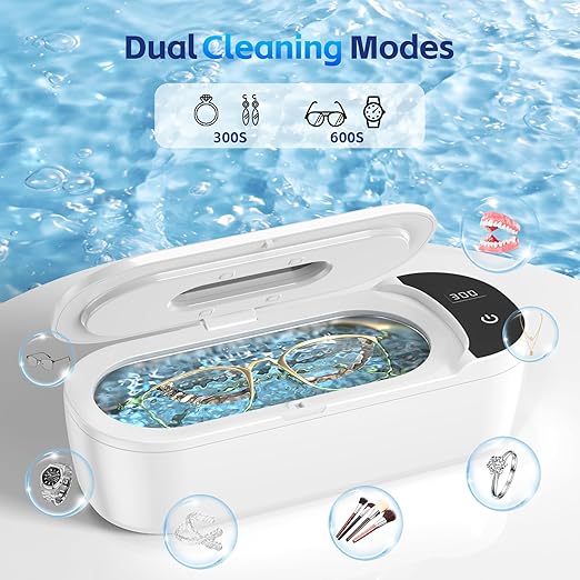 Ultrasonic Jewelry Cleaner, 48KHz Ultrasonic Cleaner Machine with Digital Timer, Dual Cleaning Modes, 304 Stainless Steel Tank for Jewelry, Eyeglasses, Rings, Retainers, Dentures