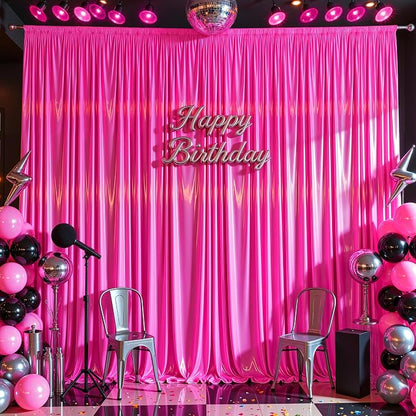 10x10 ft Hot Pink Glitter Backdrop Curtain - Image 3