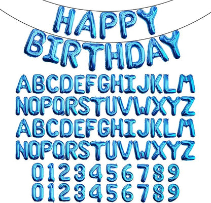 16" Blue Letter Number Balloons, Happy Birthday & 2 Sets of A-Z 0-9, Foil Mylar by Makeyourpartypop