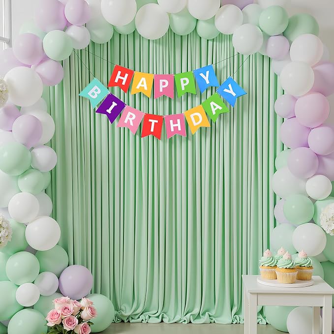 Asee'm Sage Green Backdrop Curtains Drapes - Image 5