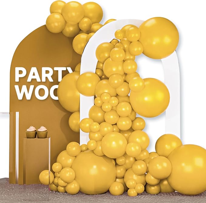 PartyWoo Mustard Yellow fall Balloons 120pcs Different Sizes | Balloons by PartyWoo