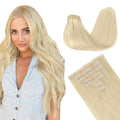 GOO GOO Clip in Hair Extensions Real Human Hair, Remy Human Hair Extensions Clip ins for Women, Natural Human Hair, 22inch 150g 7Pcs, 60A Platinum Blonde