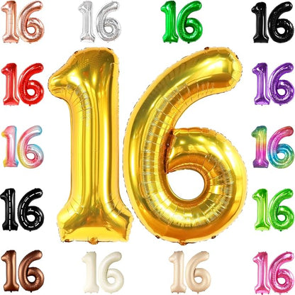 KatchOn Gold 16 Balloon Numbers 40 Inch | Gold Number 16 Balloons by KatchOn