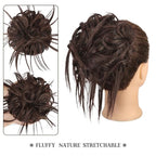 HMD Tousled Updo Messy Bun Hair Piece Hair Extension Ponytail With Elastic Rubber Band Updo Bun Synthetic Hairpieces for Women